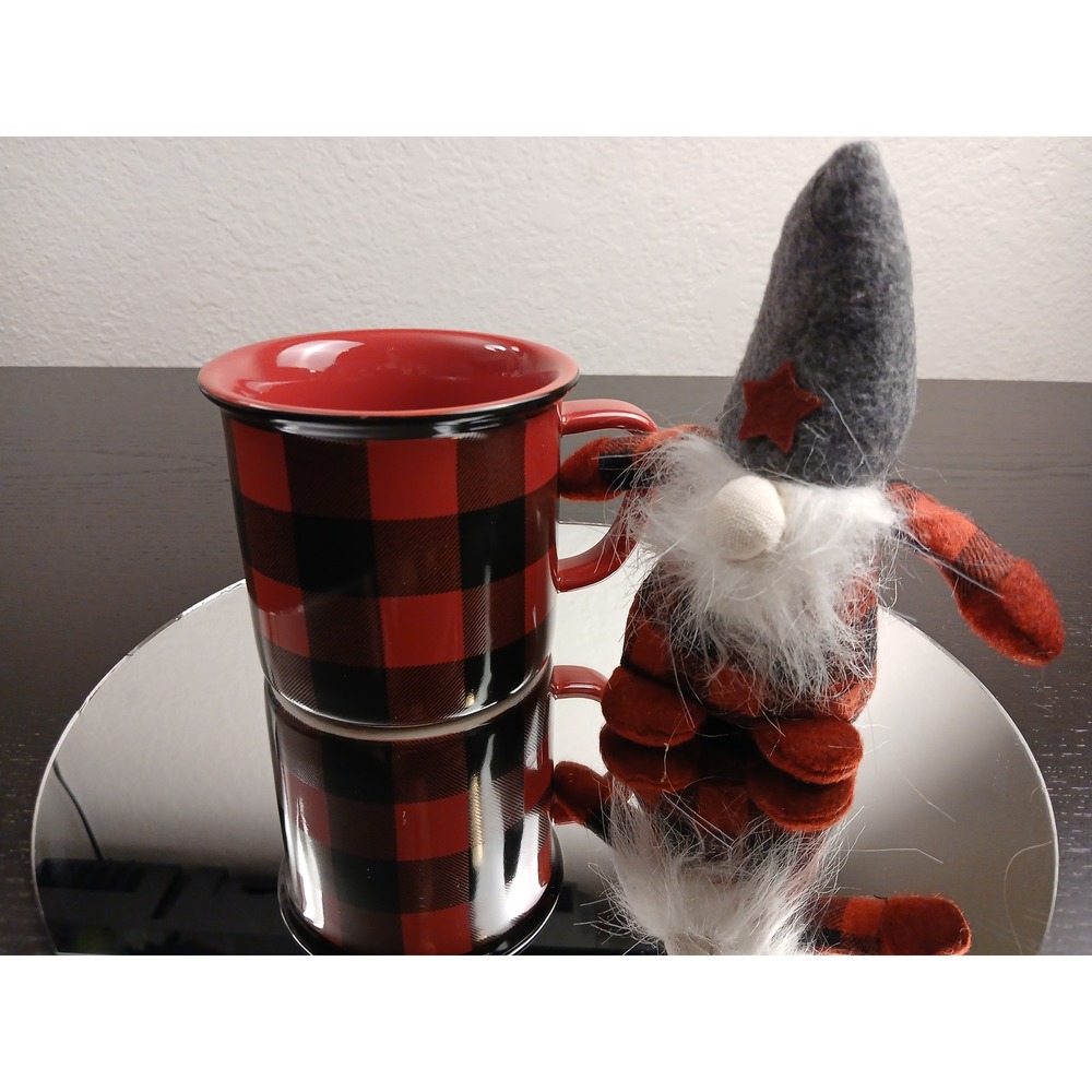 Now Designs Heritage Buffalo Check Red Black Plaid Mug and Gnome Set L100010